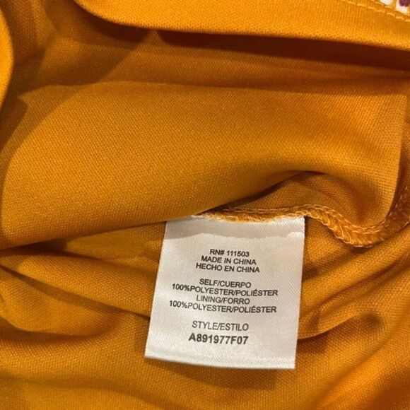 As U Wish Mustard Floral Dress Split Bell Sleeves Lined Women's Size Small - Picture 10 of 10